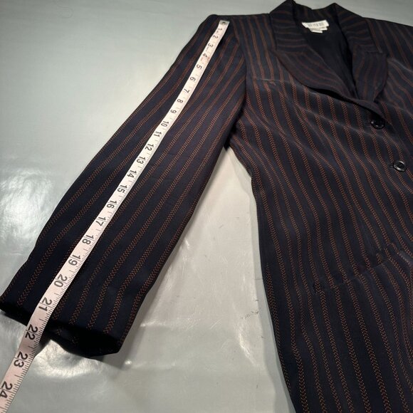 Due Per Due Pinstriped Silk Suit Single Breasted Jacket Womens Blazer - Picture 12 of 16